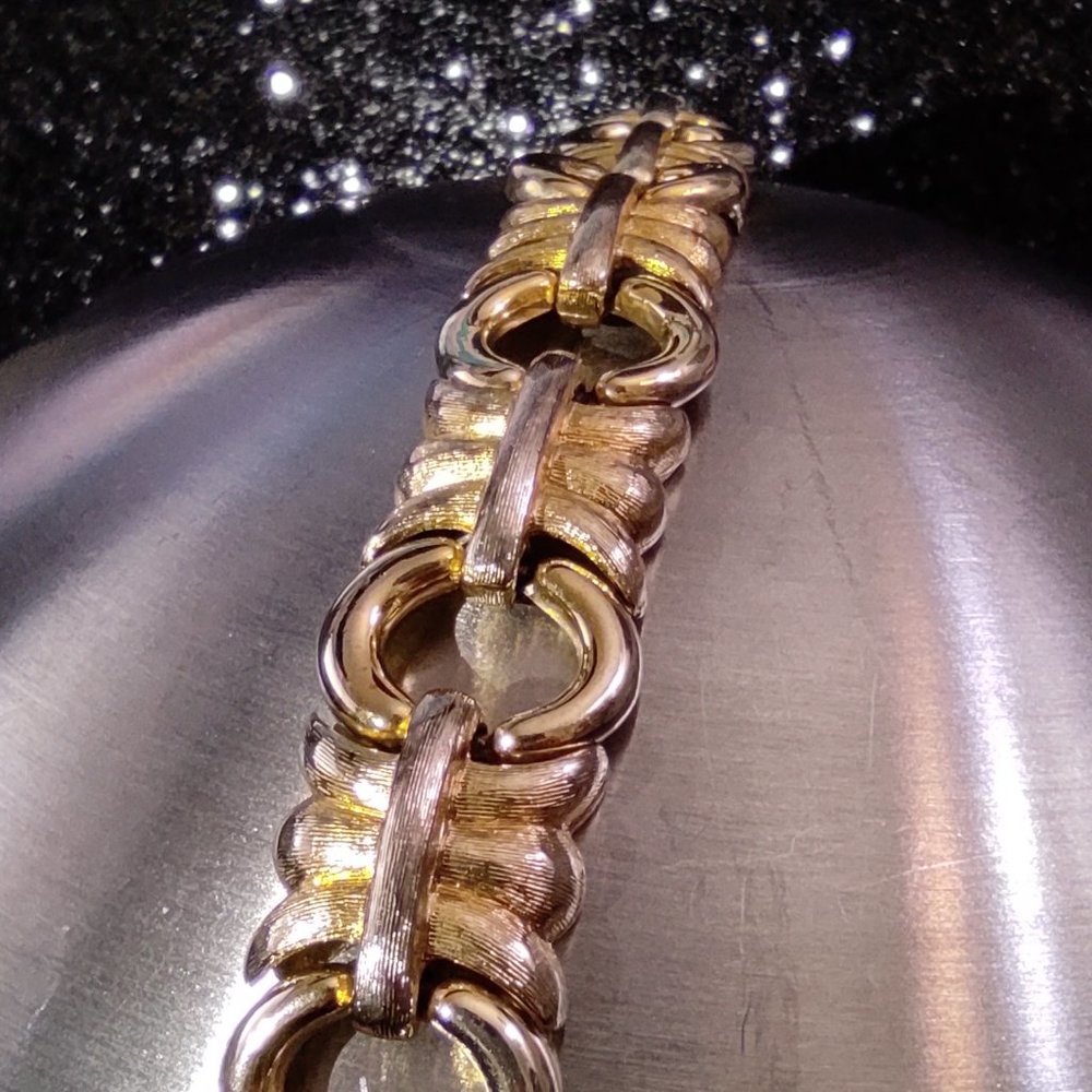 Vintage Gold Givenchy bracelet Wide link bracelet Geometric Givenchy jewelry